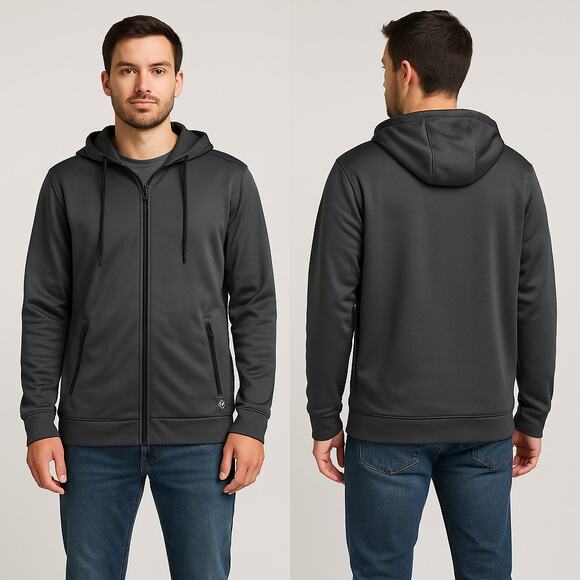 Solaris Gray Full Zip Hoodie Men’s M Lightweight Softshell Jacket with Pockets - Picture 1 of 9